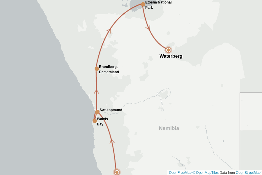Itinerary Map image for Autotour : Camper en Namibie