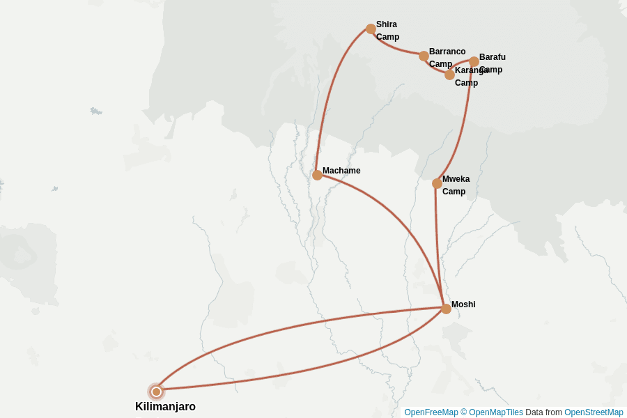 Itinerary Map image for Ascension du Kilimandjaro : sommet de l’Afrique