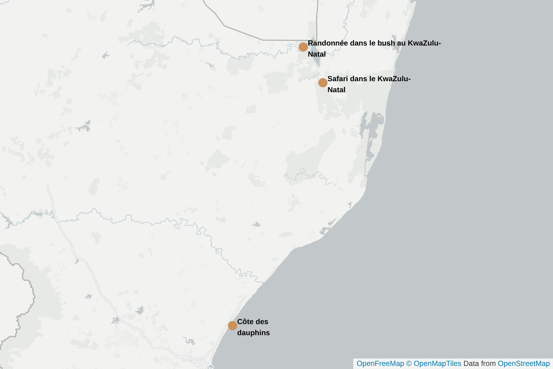 Carte de KwaZulu-Natal