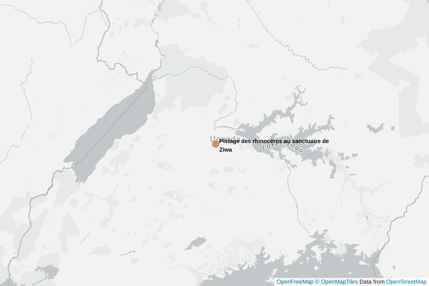 Carte de Pistage des rhinocéros au sanctuaire de Ziwa
