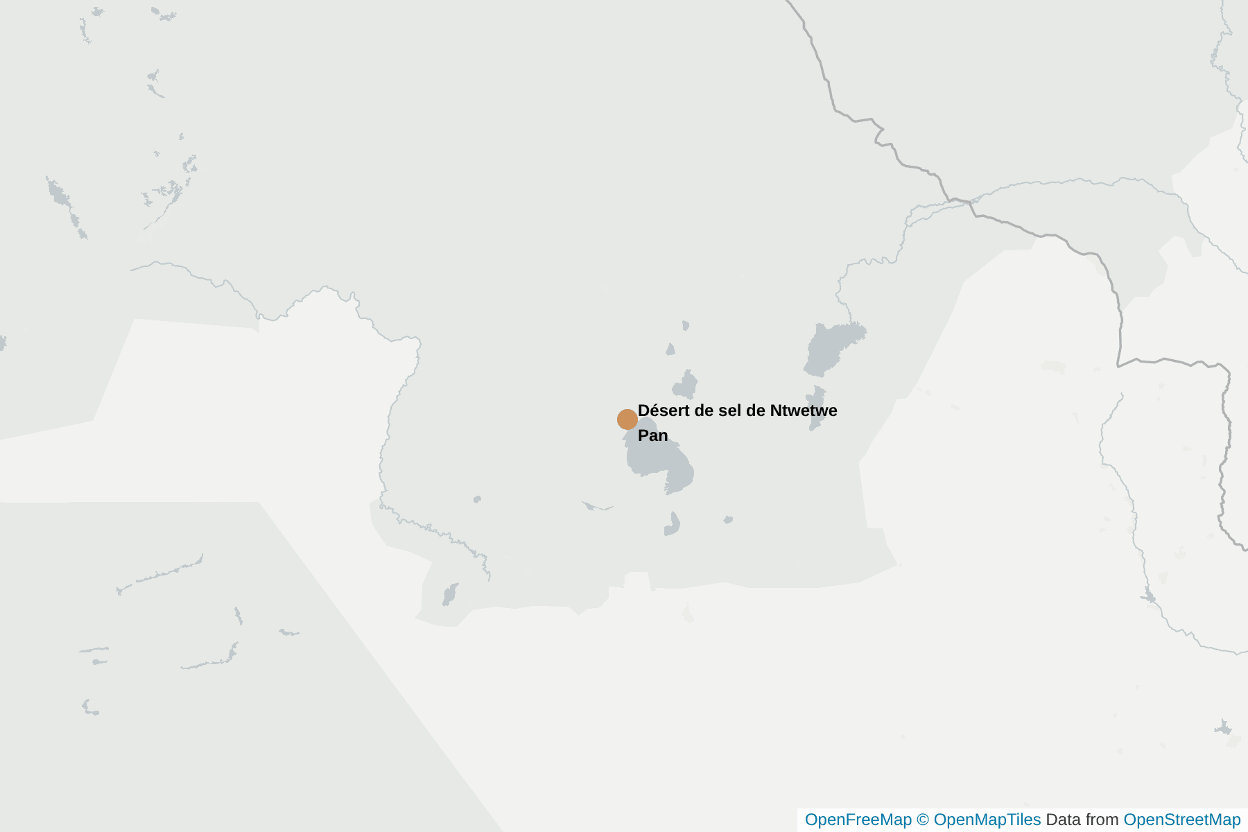 Carte de Désert de sel de Ntwetwe Pan