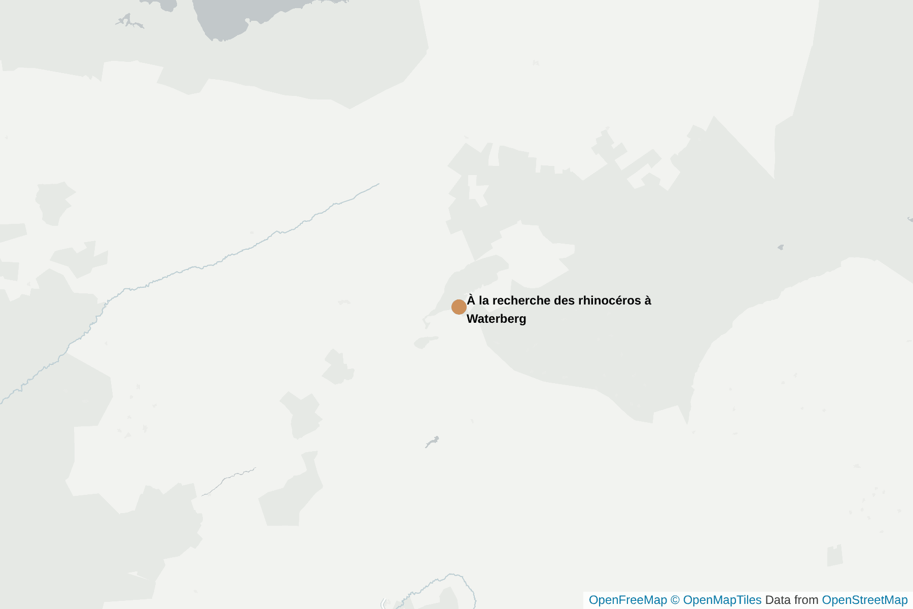 Carte de À la recherche des rhinocéros à Waterberg