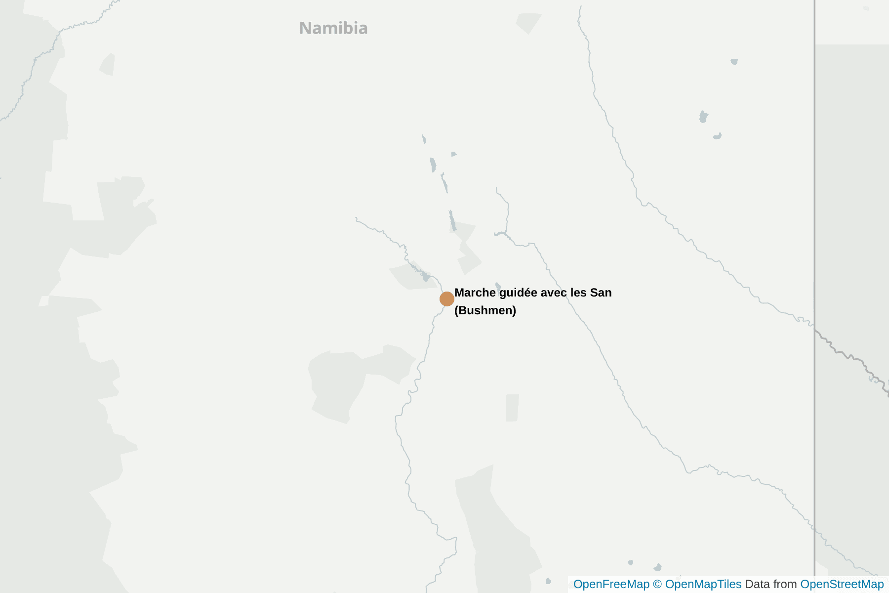 Carte de Marche guidée avec les San (Bushmen)