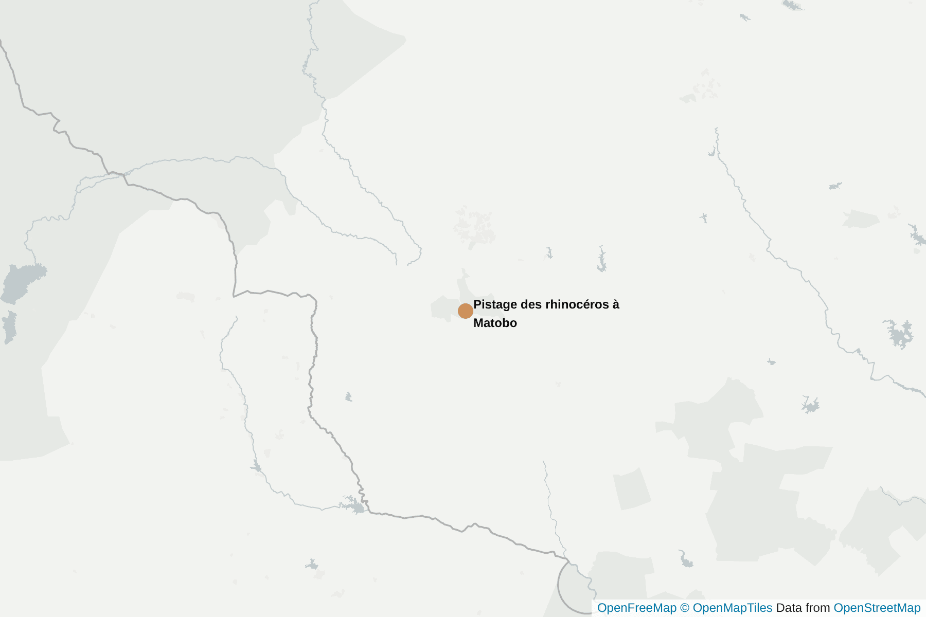 Carte de Pistage des rhinocéros à Matobo
